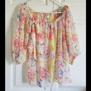 CAbi 826 In Case Watercolor Sheer Flowy Blouse XS